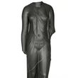 This over life-size black diorite statue of a stunning sculptural quality probably represents Arsinoë II, dressed as the goddess Isis with the knot on the right shoulder clasping the fine linen tunic, a ceremonial dress of the Ptolemaic queens.