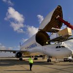 Arrival of Hapy with Airbus Beluga for exhibition tour through Europe